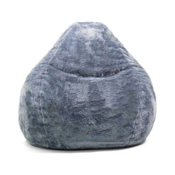 Big Joe Lotus Foam Filled Teardrop Bean Bag Chair, Stone Short Shag, Soft Faux Fur, 4 feet Big