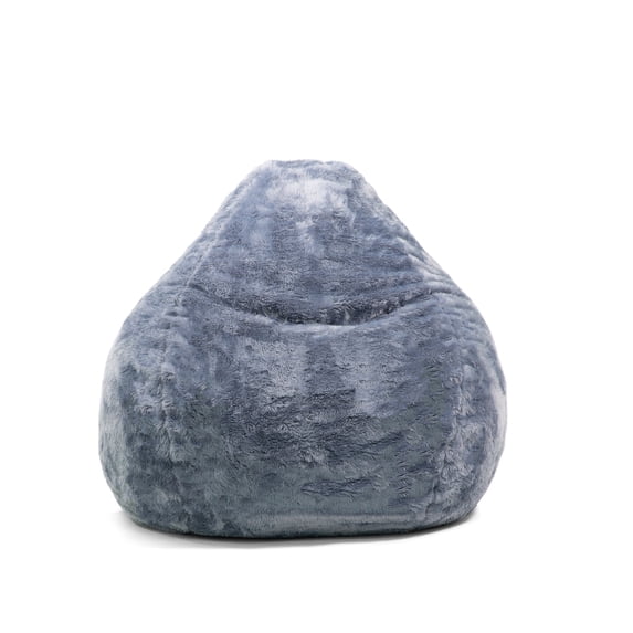 Big Joe Lotus Foam Filled Teardrop Bean Bag Chair, Stone Short Shag, Soft Faux Fur, 4 feet Big