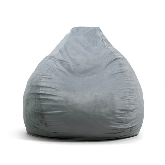 Big Joe Lotus Foam Filled Teardrop Bean Bag Chair with Removable Cover, Gray Plush, Soft Polyester, 4 feet Big
