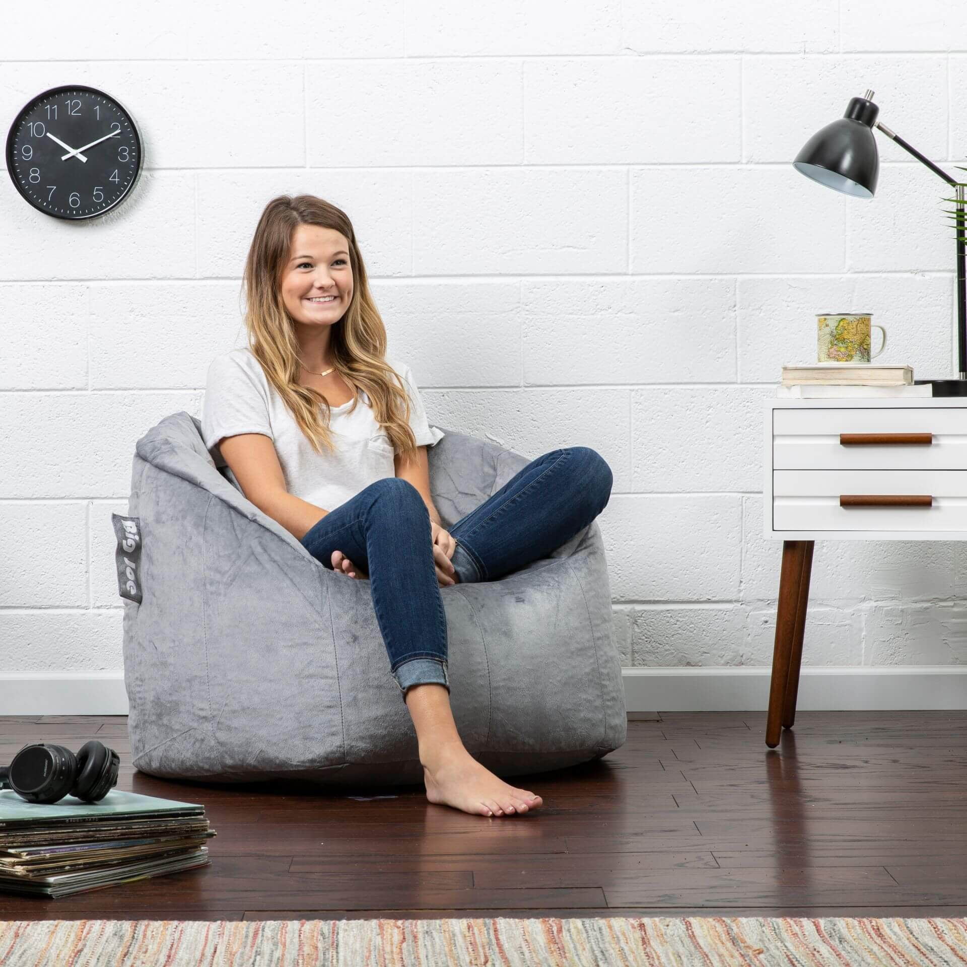 Buy Plush Gray Bean Bag Chair, Online Kuwait Ubuy