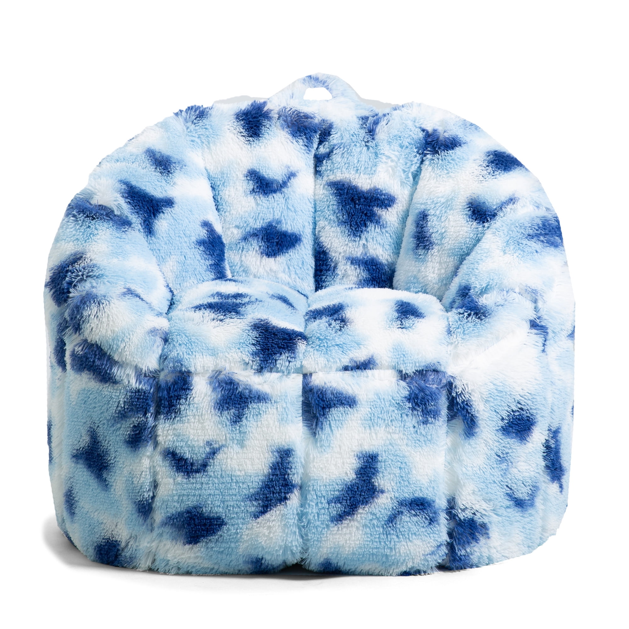Indigo Tie Dye Plush Faux Fur Bean Bag Chair