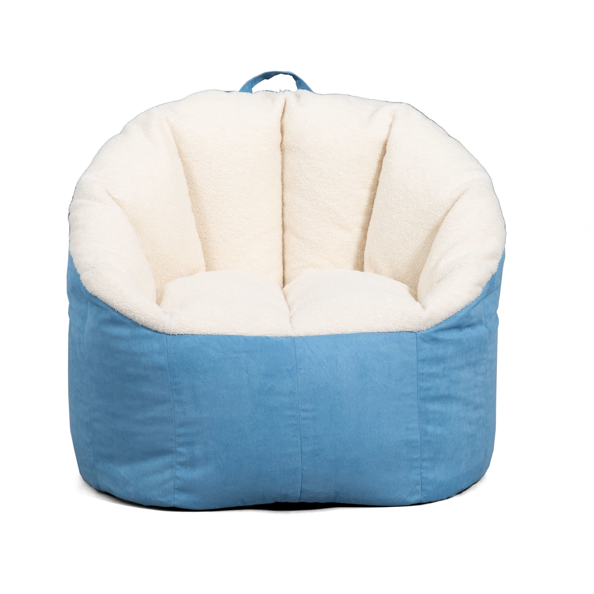 Big Joe Milano Bean Bag Chair, Oat Sherpa and Dusty Blue Vegan Suede