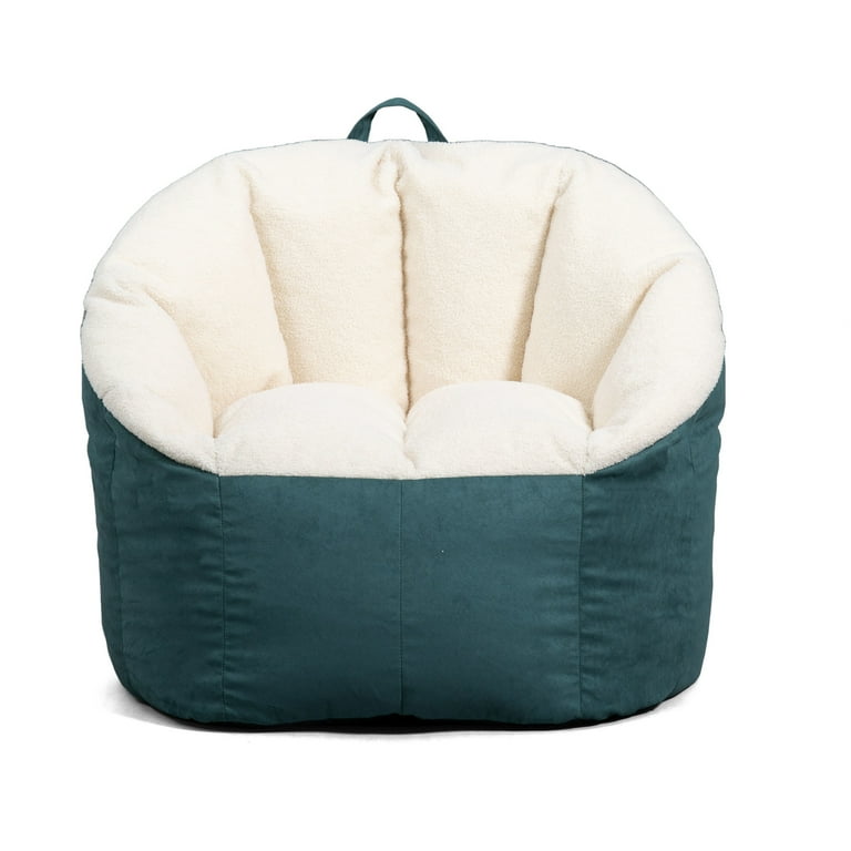 Big Joe Milano Bean Bag Chair Oat Sherpa and Sage Vegan Suede