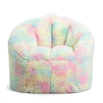 Big Joe Milano Bean Bag Chair, Unicorn Rainbow Tie Dye Plushie Fur, Soft Faux Fur, 2.5 feet