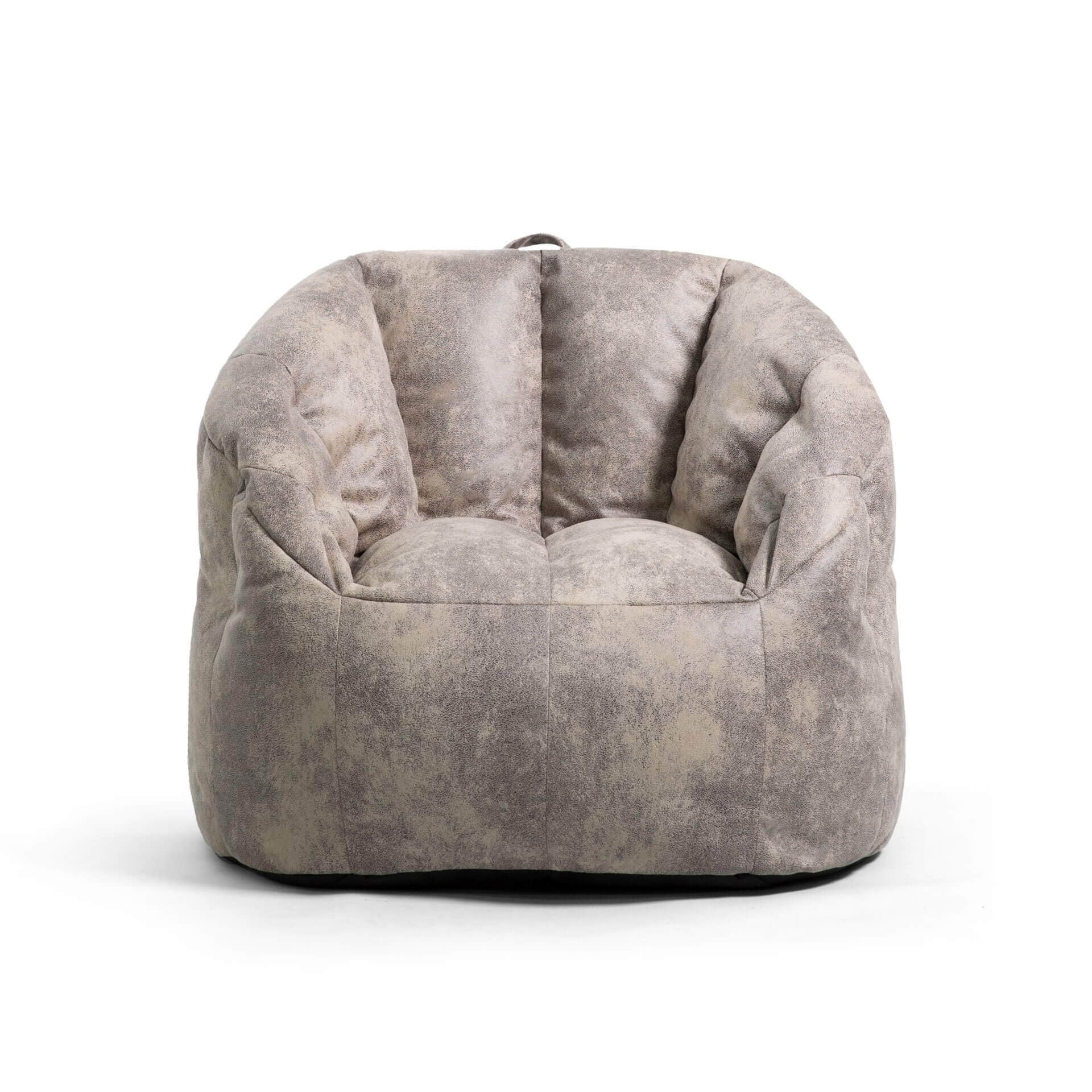 Cement Gray Large Faux Leather Bean Bag Chair with Removable Cover