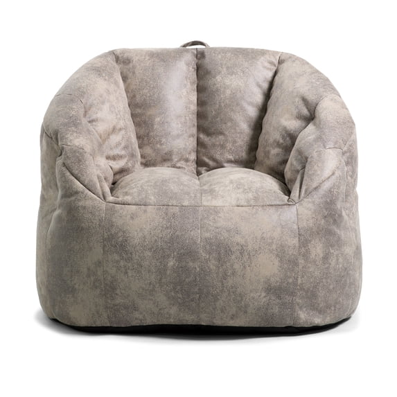 Big Joe Milano Large Bean Bag Chair for Kids, Teens, Adults, Cement Blazer, Lightweight Seat for Reading Nook and Gaming Vegan Leather, 3.5 foot Refillable