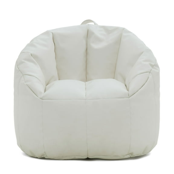 Big Joe Milano Outdoor Weatherproof Bean Bag Chair, White Marine Vinyl, UV Protected Weather Resistant Fabric, 2.5 feet