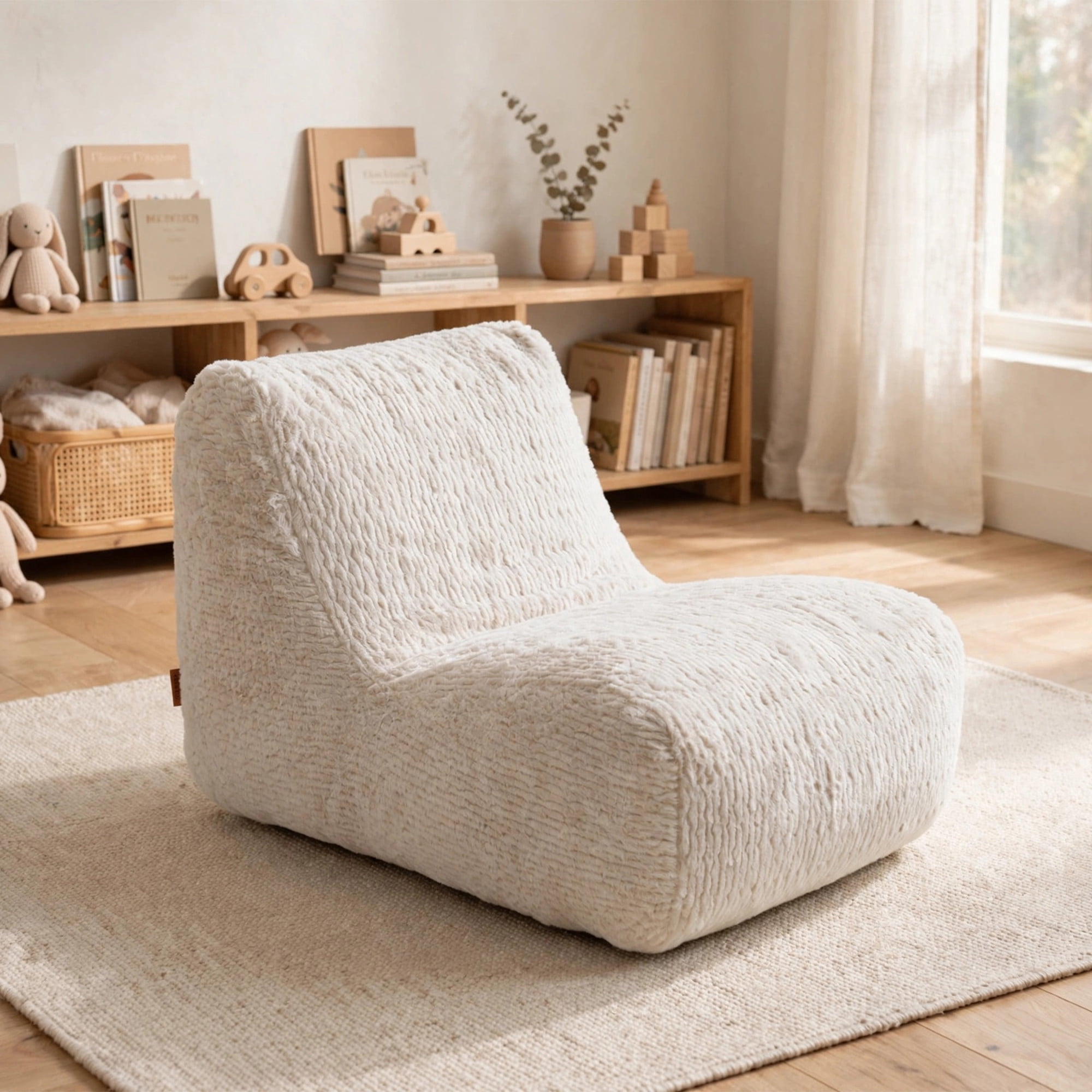 Big Joe Modora Kids Bean Bag Lounger, Snowdrift Featherridge Fabric
