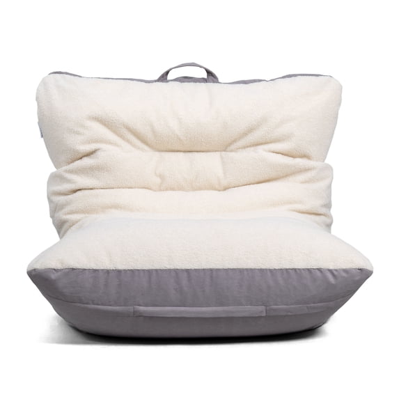 Big Joe Roma Bean Bag Chair, Oat Sherpa and Graphite, Vegan Suede, 3 feet