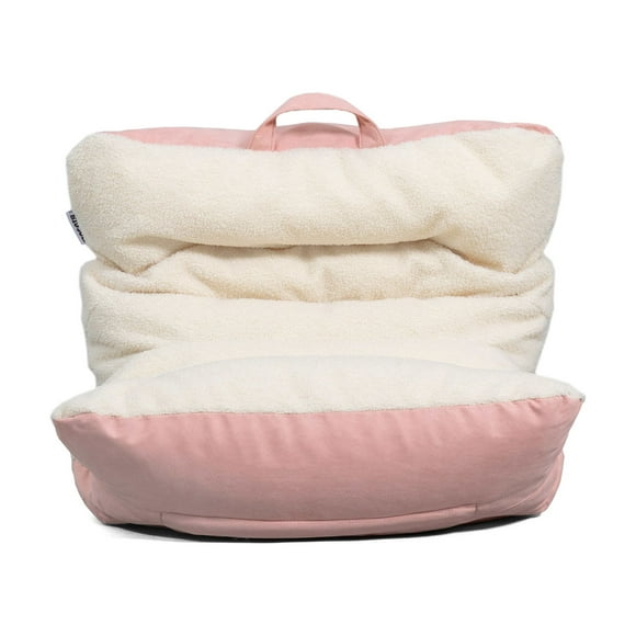 Big Joe Roma Kid's Bean Bag Chair, Oat Sherpa and Desert Rose, Vegan Suede, 2 feet