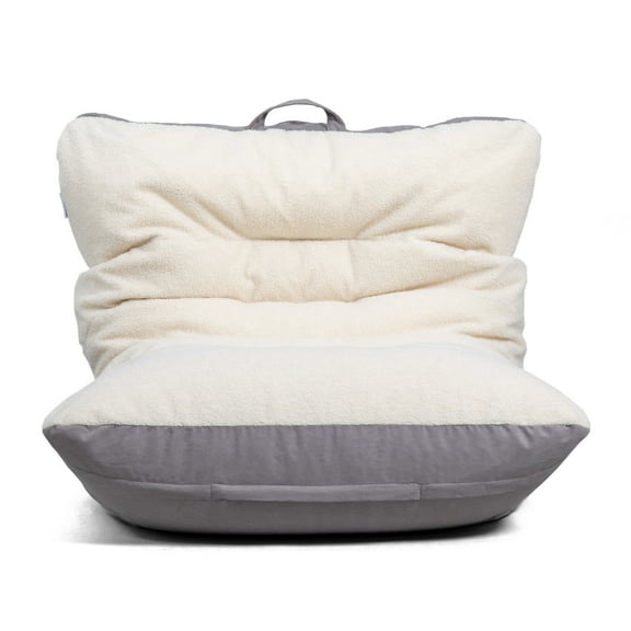 Big Joe Roma Bean Bag Chair, Oat Sherpa and Graphite, Vegan Suede, 3 feet