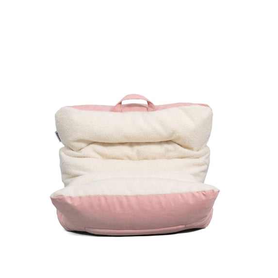 Big Joe Roma Kid's Bean Bag Chair, Oat Sherpa and Desert Rose, Vegan Suede, 2 feet