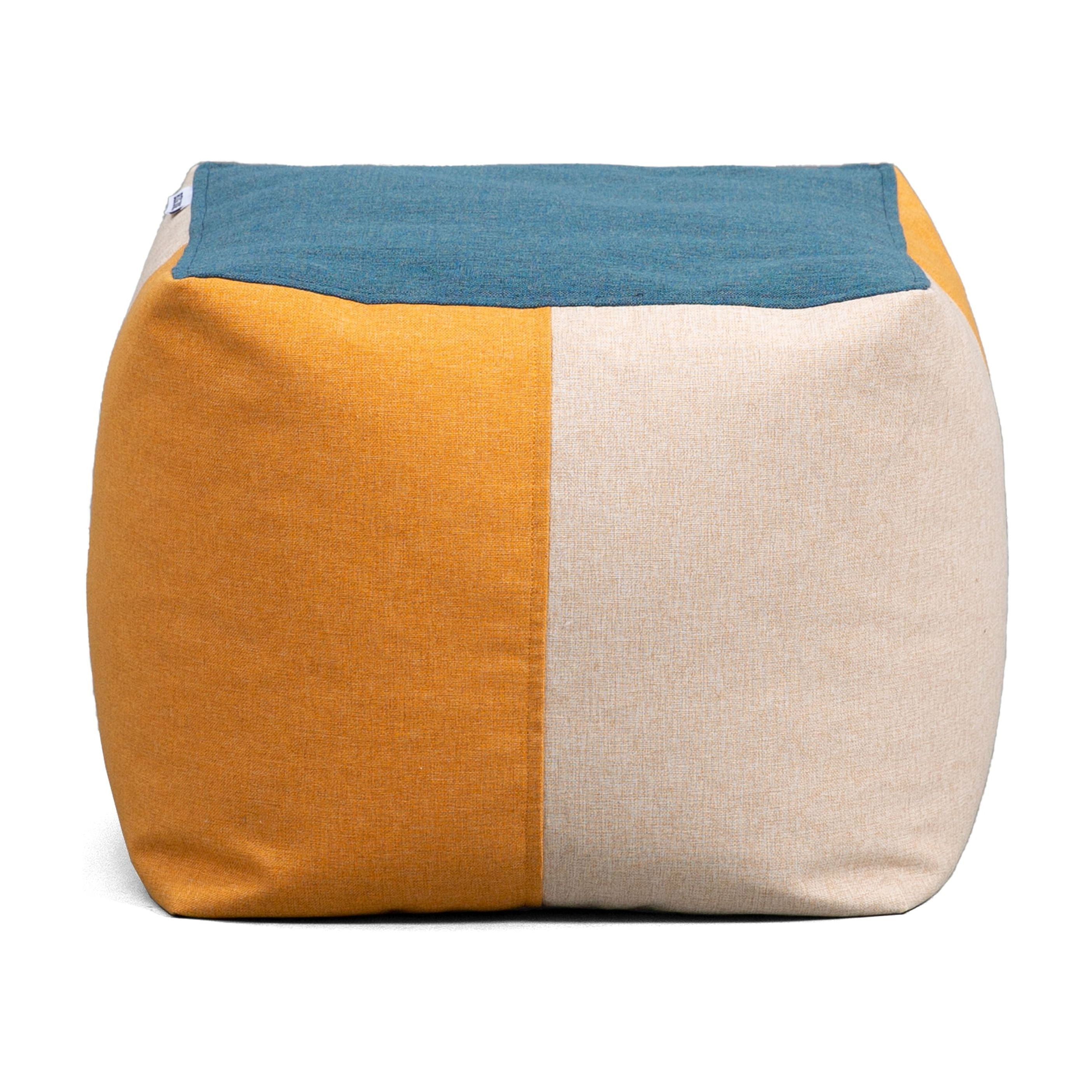 Big Joe Round Ottoman Bean Bag Footrest, Natural Basket Weave, Weather Resistant Fabric, 2.5 Feet