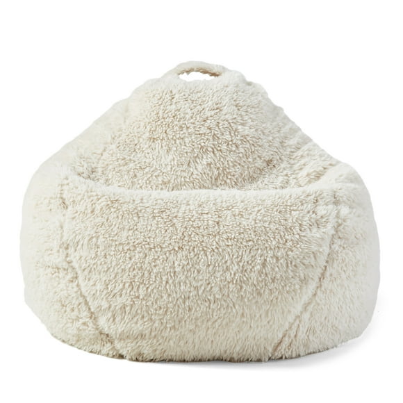 Big Joe Ultra Lounger Bean Bag Chair Soft Faux Fur 2.5 feet Ivory Sherpa