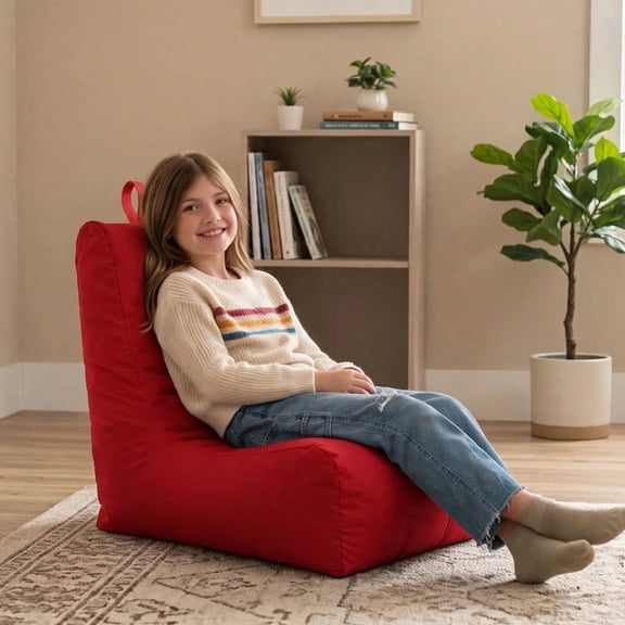 Big Joe Hangzone Lightweight Bean Bag Chair for Kids, Red Smartmax