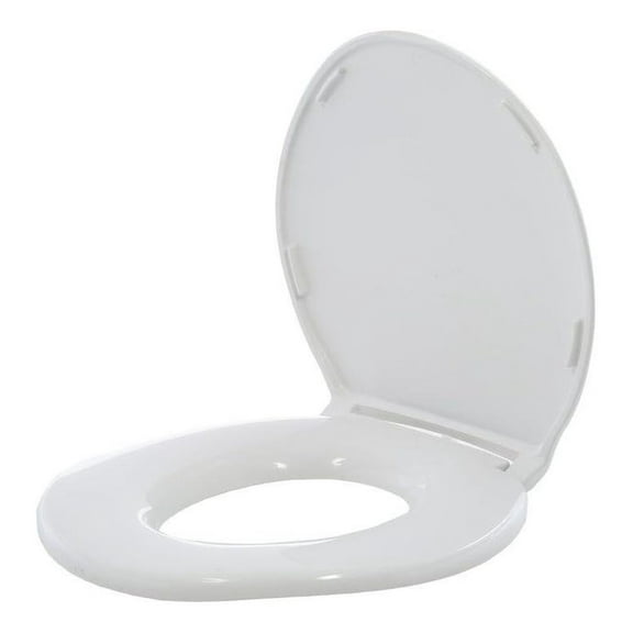 Big John Products 6W Big John 6-W Oversized Seat with Cover for Round Or Elongated Toilet Bowls Weight Capacity 800 Pounds White
