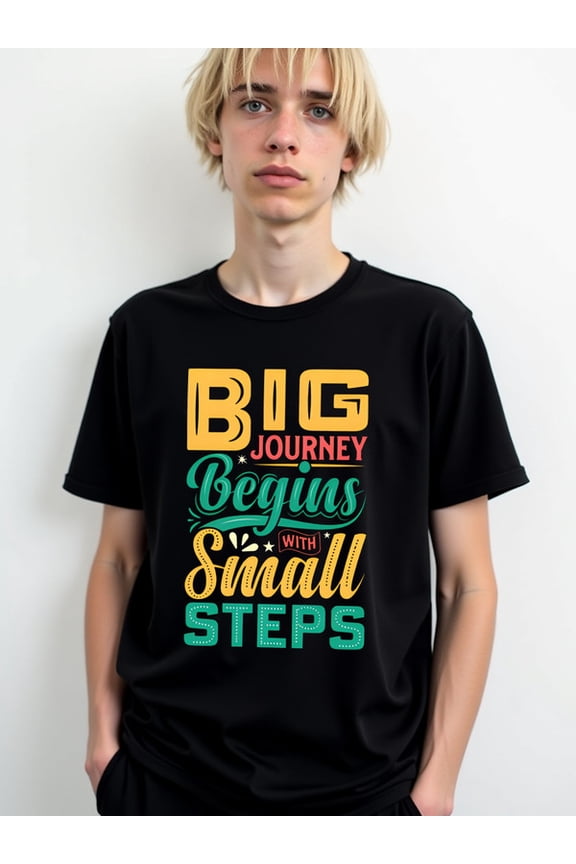 Big Journey Small Steps Men's t-shirts black 2026 graphic tees Soft and comfortable Comfortable loose T-shirt Basic Unisex Shirt Graphic Tee tshirts