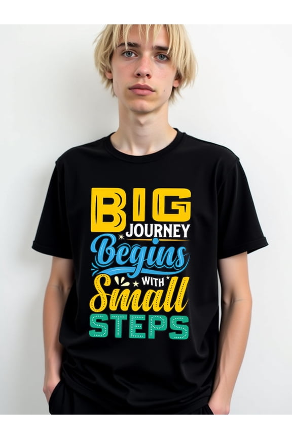 Big Journey Small Steps men's t shirts black graphic tees funny t shirts For summer Fall Unique Design Unisex Shirt Graphic tshirts