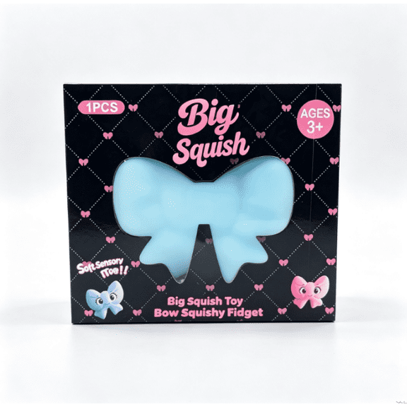 Big Jumbo Bow Squishy Fidget Toy, Soft Squeezable Stretch Stress Relief Toy