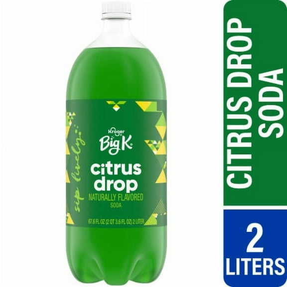 Big K Citrus Drop Soda Bottle 2 liter.