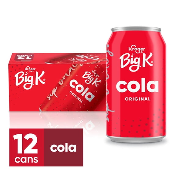 Big K Cola, 12 fl oz Cans, 12-Pack Classic Cola Flavor, Crisp & Refreshing