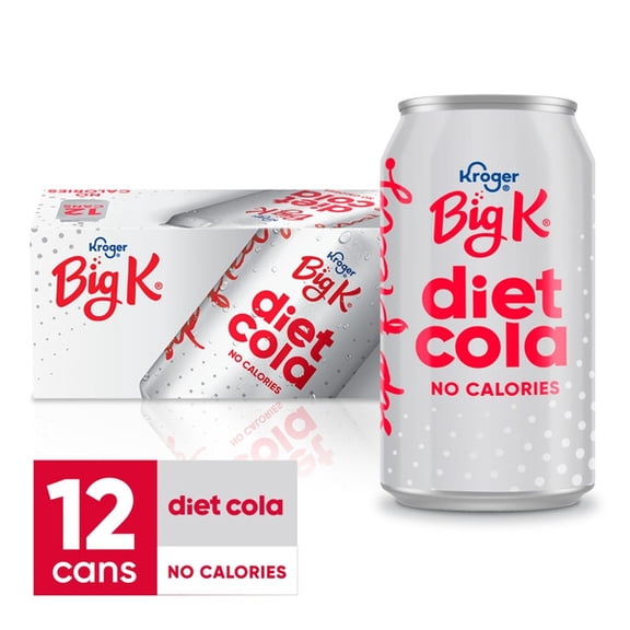  Big K Diet Cola, 12 fl oz Cans, 12-Pack  Classic Cola Flavor, Crisp & Refreshing 