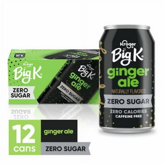 Big K Ginger Ale Zero Sugar Caffeine Free Soda Cans 12 pk / 12 fl oz