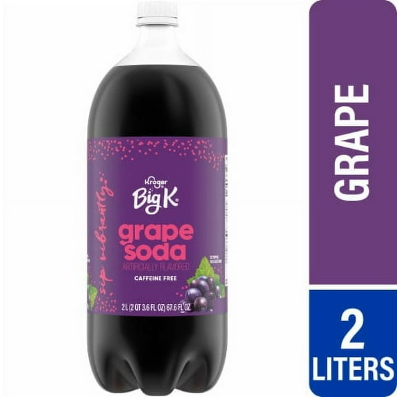 Big K Grape Caffeine Free Soda Bottle 2 liter.