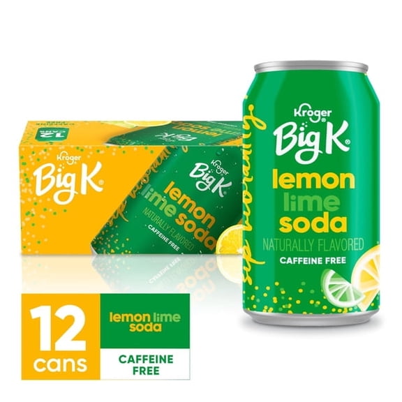  Big K Lemon Lime Soda, 12 fl oz Cans, 12-Pack  Crisp, Citrus Refreshment 