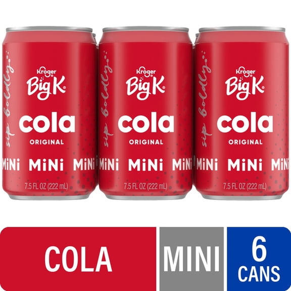 Big K Original Mini Cola, 7.5 fl oz Cans, 6-Pack Classic Cola Flavor in Perfect Mini Size