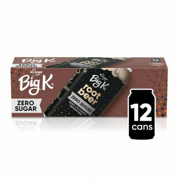 Big K Root Beer Zero Sugar Caffeine Free Soda Cans 12 pk / 12 fl oz