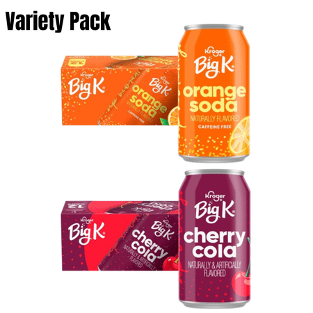 Big K Soda Variety Pack – Cherry Cola & Orange, 12 fl oz, 24 Cans (12 Each Flavor)