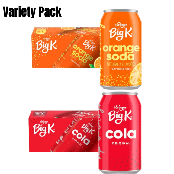 Big K Soda Variety Pack Orange & Cola, 12 fl oz, 24 Cans (12 Each Flavor)