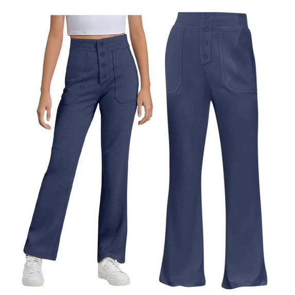 Big Kid 5-14 Years Girls' School Uniform Pull on Stretch Twill Pant, Straight Leg, Multipack Navy 9-10 Years