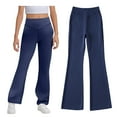 thumbnail image 1 of Big Kid 5-14T Girls Flare Leggings Bell Bottoms School Uniform Pants High Waisted Flared Leggings for Teen Girls Navy 11-12 Years, 1 of 6