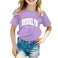 thumbnail image 1 of Big Kid Boy And Girl Fashion Casual Print Round Neck Loose Short Sleeve T Shirt Top T Shirts Bulk Kids Long Sleeve Light Shirt Girl Shirts Crop Tops Crop Tops for Kids 9-10 Girls 10-11 Years Purple, 1 of 4