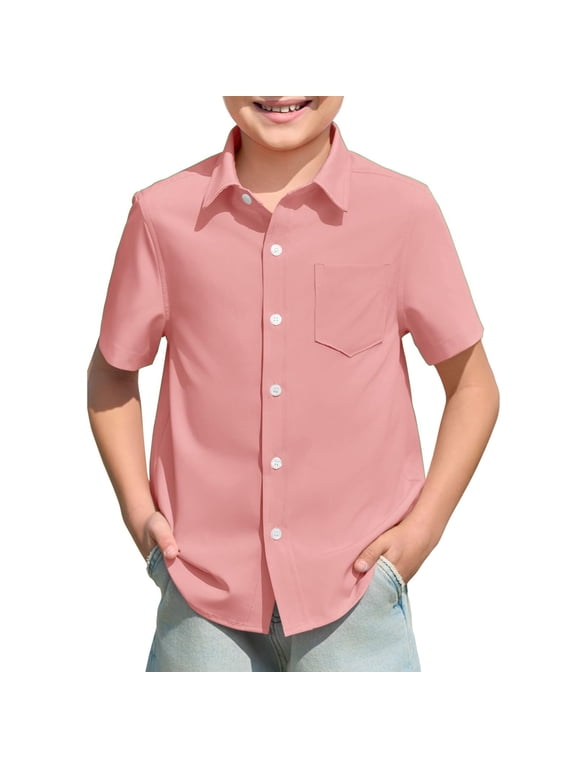 Big Kid Boys And Girls Button Down Pocket Shirts Short Sleeve Gradient Shirt Kids Summer Casual Beach Shirts Kids Winter Clothes Toddler Boy Boys Sleeveless Tee 2t Long Sleeve 13-14 Years Pink
