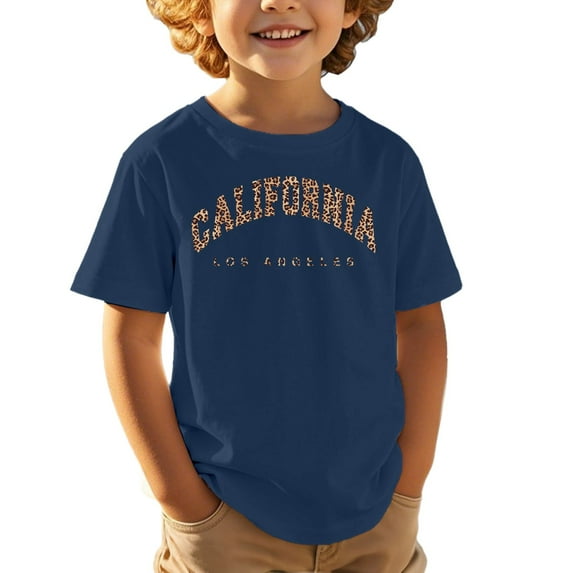 Big Kid Boys And Girls Printed Top Children Casual Sports Comfortable Loose Cute Short Sleeved T Shirt Boys Graphic Top Short Small Youth Thermal Shirt Toddler Boy Youth Cargo 10-11 Years Blue