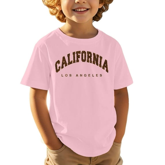 Big Kid Boys And Girls Printed Top Children Casual Sports Comfortable Loose Cute Short Sleeved T Shirt Long Sleeve Boys 5 6 Teen T Small Thermal Toddler Undershirts under Shirts 10-11 Years Pink