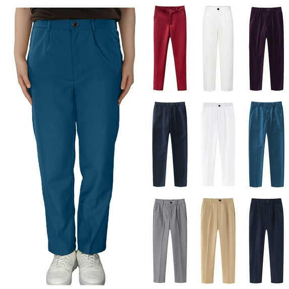 Big Kid Boys' Little Stretch Twill Skinny Leg Pant with Pockets, School Uniforms for Kids and Teens Sky Blue 9-10 Years