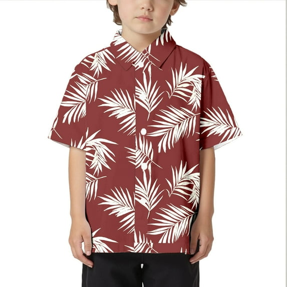 Big Kid Children Beach Leisure Loose Comfortable Trendy Foreign Trade Comfortable Boys Collar Button Open Shirt Short Sleeve Shirt Toddler Boys Size 4 Science Tee Full Sleeve T 5 T 8-9 Years Red
