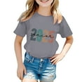 thumbnail image 1 of Big Kid Children's Casual Fashion Graduation Season Printed Round Neck Short Sleeved T Shirt Overalls Girls Light Long Sleeve Girls Size 8 Little Swim Tan Bra( 3 13 Years Old) 12-13 Years Gray, 1 of 4