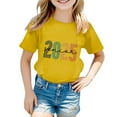 thumbnail image 1 of Big Kid Children's Casual Fashion Graduation Season Printed Round Neck Short Sleeved T Shirt Girls 7 Shirts Light up High Tops Girls Valentine Top for Toddler( 3 13 Years Old) 8-9 Years Yellow, 1 of 4