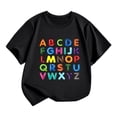 thumbnail image 1 of Big Kid Children's Casual Short Sleeved T Shirt Cartoon Print Crewneck Comfortable Little Girl Tunic Tops Girls Tops Age 10 Teen Girls And Crop Size 6 Shirts Shirt for Toddlers 8-9 Years Black, 1 of 4