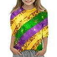 thumbnail image 1 of Big Kid Children's Leisure Carnival Print O Neck Loose 3/ 4 Sleeves Quarter Sleeve T Shirt Top 10x T Shirt Girls Tees And Tops Girls Camisole Junior Tops for Age 9 8-9 Years Gold, 1 of 5