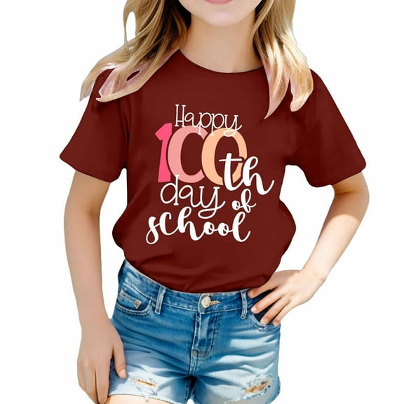 Big Kid Children's Printed Round Neck Short Sleeved T Shirt For Boys And Girls Long Sleeve Toddler 2 Cute Toddler Shirts Girls 2t Undershirt Oleander Size 16 Birthday Girl 4t Size 8-9 Years Red
