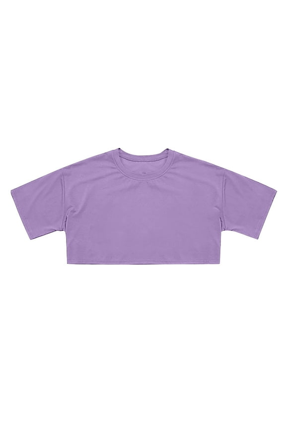 Big Kid Crop Tops For Girls Short Sleeve Shirt Girls Summer Tops Neck Slim Fit Basic Tee Crop Top for Toddler Skirts And Teens Summer Tan Top Sequin 14-15 Years Purple