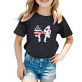thumbnail image 1 of Big Kid Girl's 4th Of July Patriotic Short Sleeve T Shirt Cute Independence Day Flag Print Tee Comfortable Casual Summer Top For Toddler Kids Top Teen Girl Books Girls Winter Tops 11-12 Years Black, 1 of 4