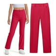 thumbnail image 1 of Big Kid Girls' School Uniform High Waisted Bootcut Pants, Elastic Waistband with Button Closure, Twill Material Red 11-12 Years, 1 of 6