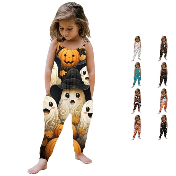 Big Kid Halloween Gift for Girl Girls Romper Jumpsuit Toddler Girl Halloween Sleeveless Romper Jumpsuit Outfits for Autumn and Everyday Wear Yellow 9-10 Years